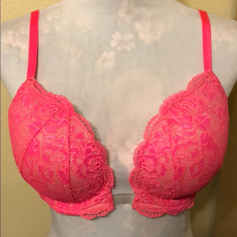 NWOT Victoria Secret Pushup Bra 36D neonpink/coral